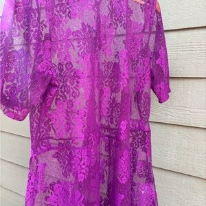 Lane Bryant all Sheer non-traditional Lace Floral Vibrate purple Size 16/18